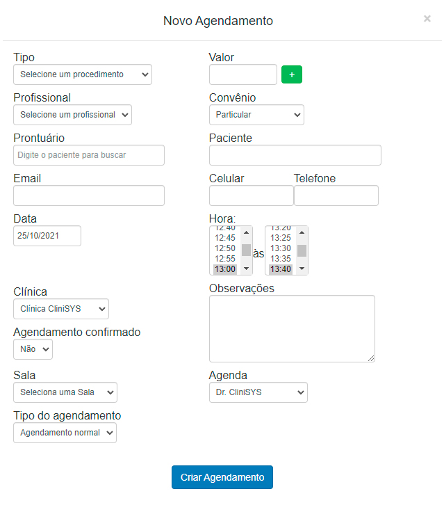 Agendamento online CliniSYS