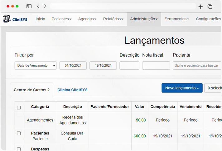 Sistema financeiro para clínica